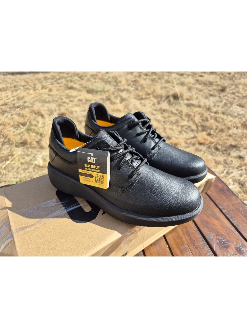 Cat Footwear Women's Prorush Sr+ Oxford Food Service Work Shoes Black Leather 5 - Picture 2 of 9